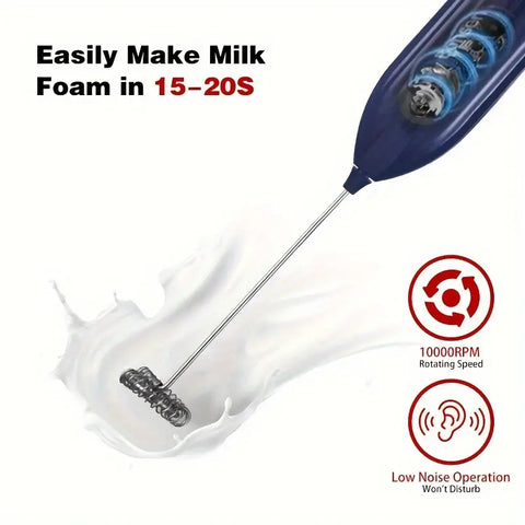 Stainless Steel Electric Milk Frother - Portable, Wireless, Battery Powered Mini Milk Foamer