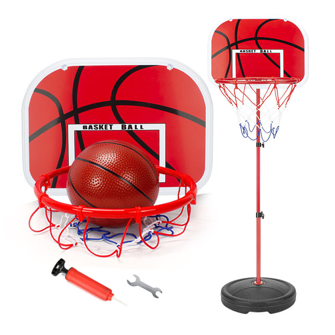 Adjustable Standing Basketball Hoop Net Backboard Stand Set