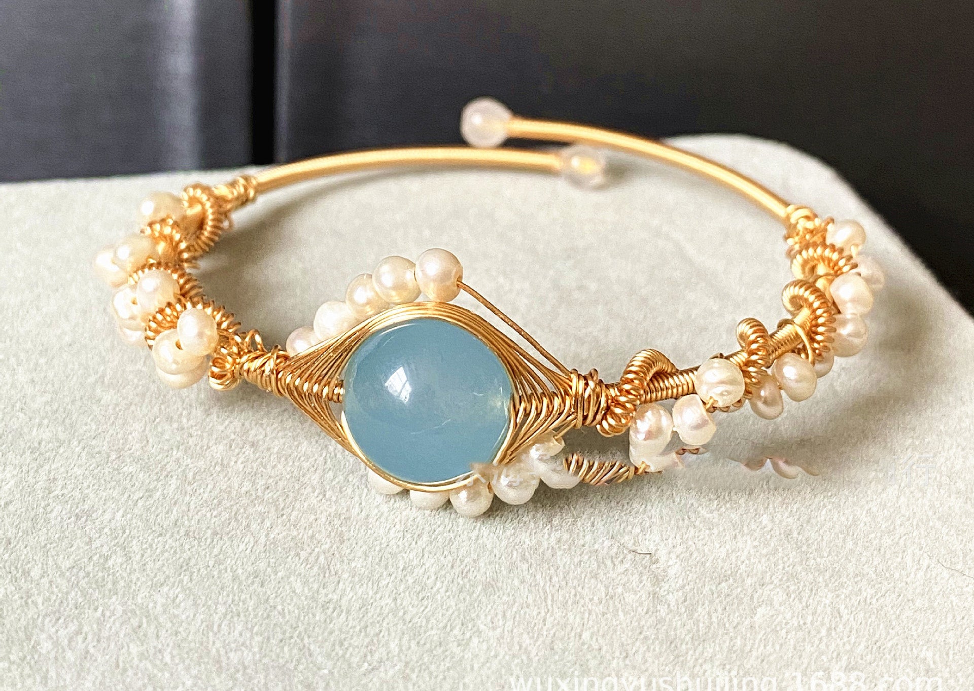 Sapphire Pearl Gold Bracelet