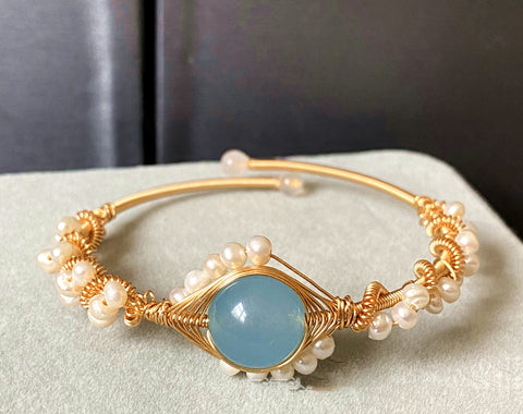 Sapphire Pearl Gold Bracelet