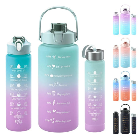 1pc Gradient Water Bottle With Large Capacity (2000ml/800ml/300ml) And Straw