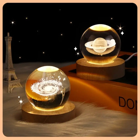 1pc 3D Night Light with Crystal Glass Ball