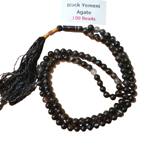 Black Yemini Agate Prayer Beads