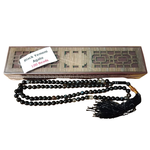 Black Yemini Agate Prayer Beads