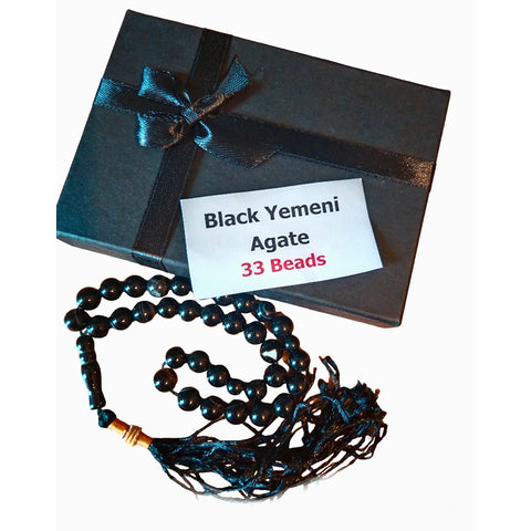 Black Yemini Agate Prayer Beads