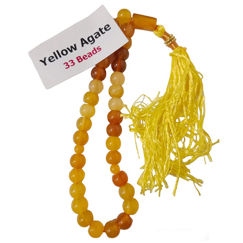 Yellow Agate 33 Prayer Beads