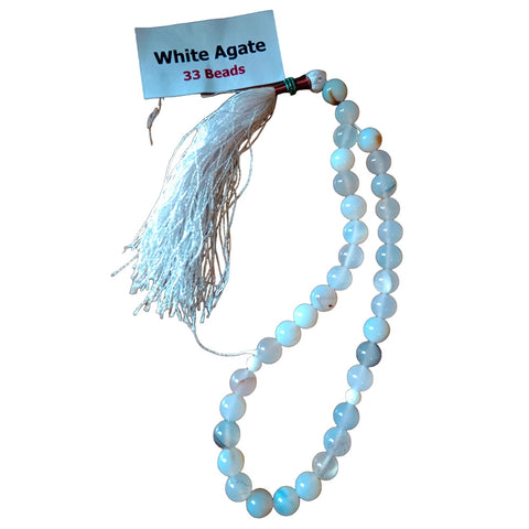 White Agate 33 Prayer Beads