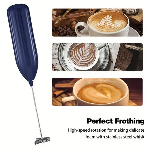 Stainless Steel Electric Milk Frother - Portable, Wireless, Battery Powered Mini Milk Foamer