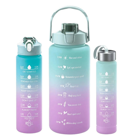 1pc Gradient Water Bottle With Large Capacity (2000ml/800ml/300ml) And Straw