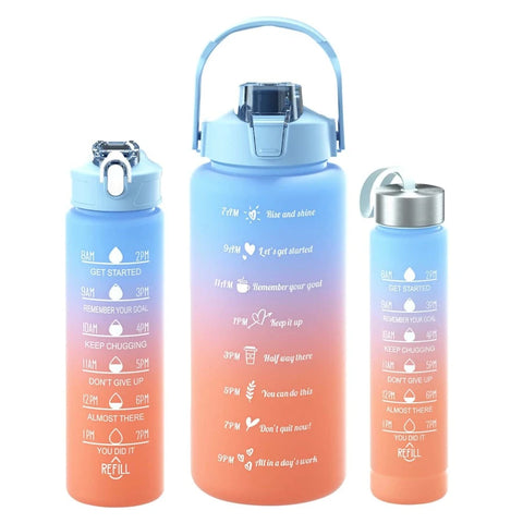 1pc Gradient Water Bottle With Large Capacity (2000ml/800ml/300ml) And Straw