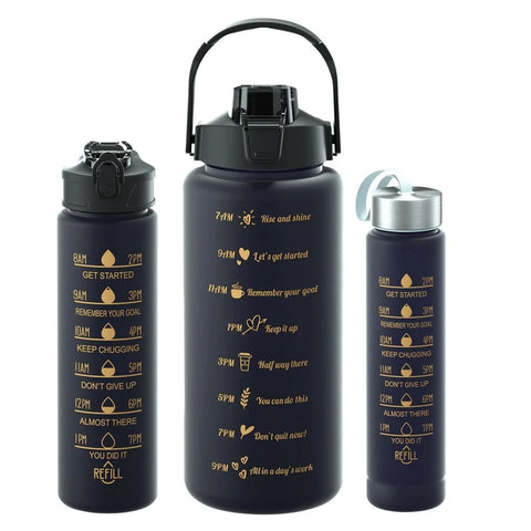 1pc Gradient Water Bottle With Large Capacity (2000ml/800ml/300ml) And Straw