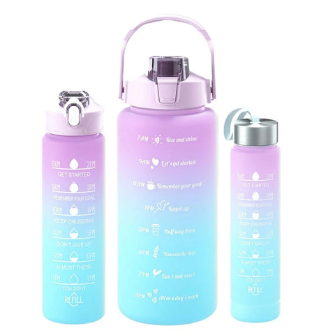 1pc Gradient Water Bottle With Large Capacity (2000ml/800ml/300ml) And Straw