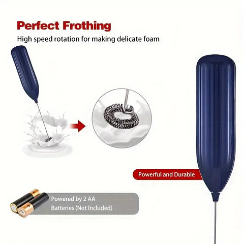 Stainless Steel Electric Milk Frother - Portable, Wireless, Battery Powered Mini Milk Foamer