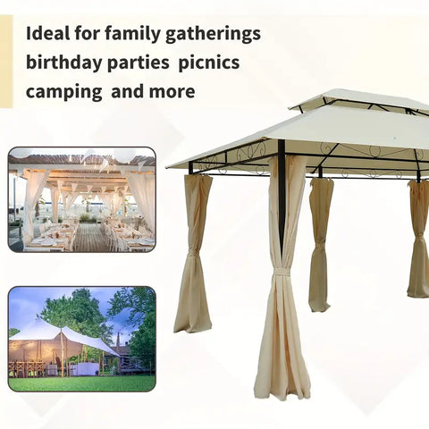 Oasis Haven Steel Frame Gazebo with Curtains