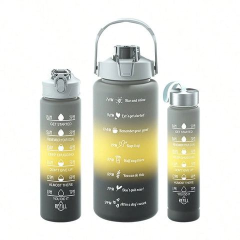 1pc Gradient Water Bottle With Large Capacity (2000ml/800ml/300ml) And Straw