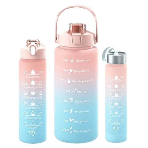 1pc Gradient Water Bottle With Large Capacity (2000ml/800ml/300ml) And Straw